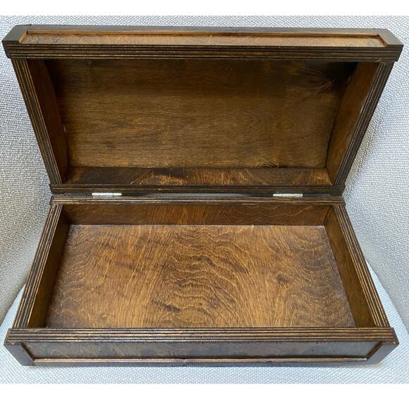 Handmade Wood‎ Handpainted Folk art Box Signed Barn Bird Rural scene Jewelry Box - Picture 3 of 10